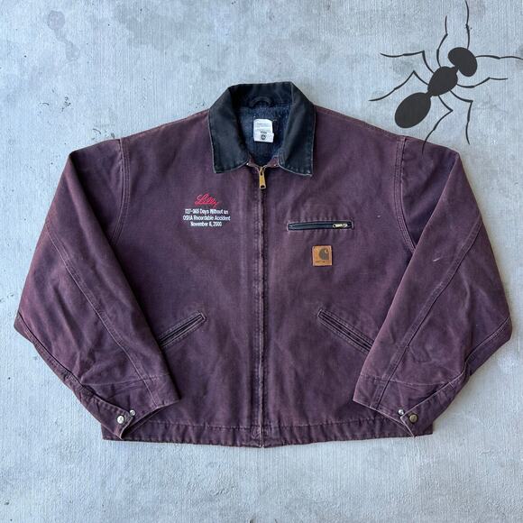 Vintage Carhartt J97 BRG burgundy Detroit work wear jacket - Picture 1 of 9